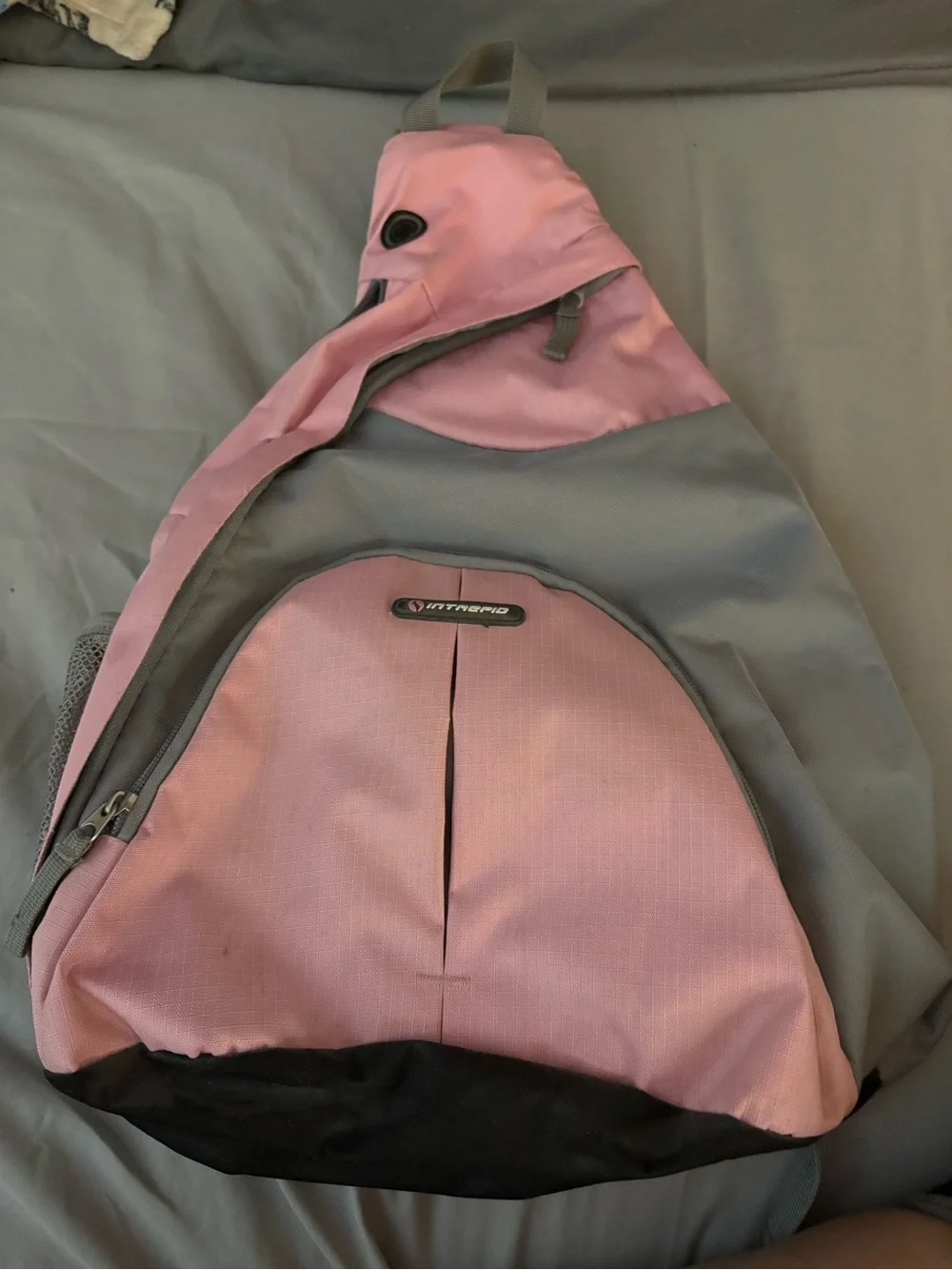 Pink and Gray Sling Backpack - Women